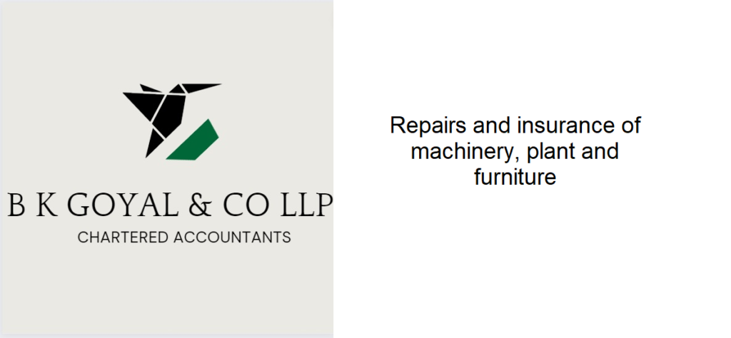 Repairs and insurance of machinery, plant and furniture