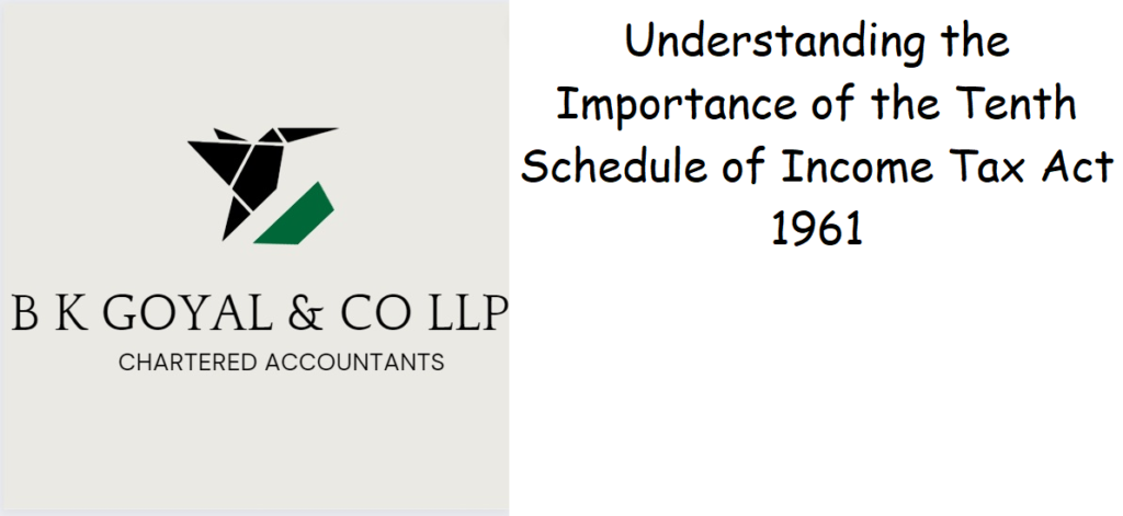 Understanding the Importance of the Tenth Schedule of Income Tax Act 1961