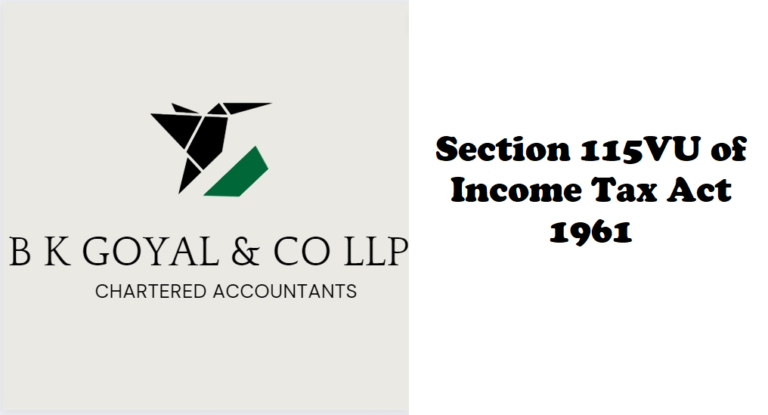 Section 115VU of Income Tax Act 1961