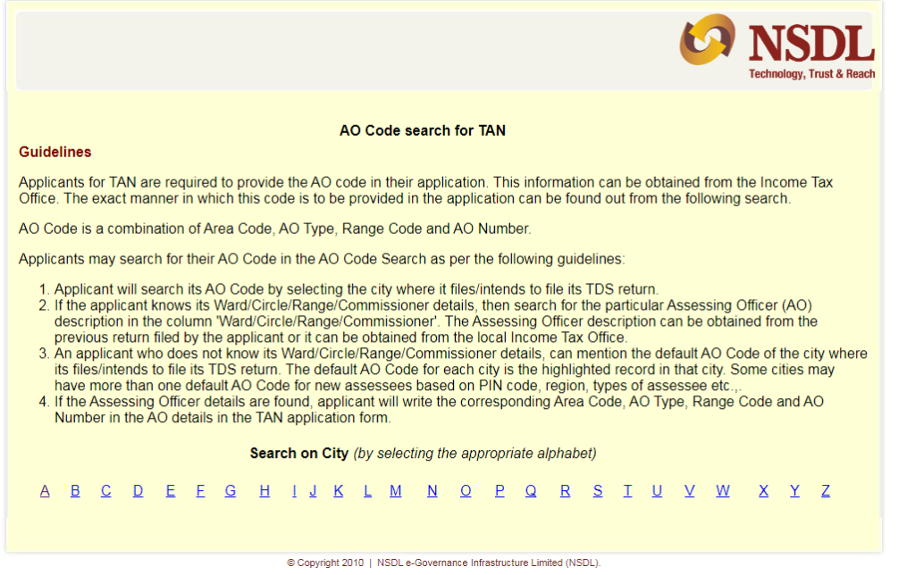 Know Your AO Code for TAN Application