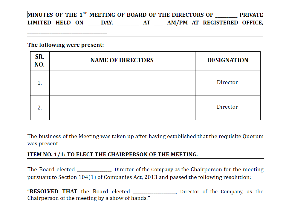 Concept of Minutes of Meeting 1