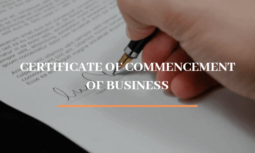 certificate of commencement of business