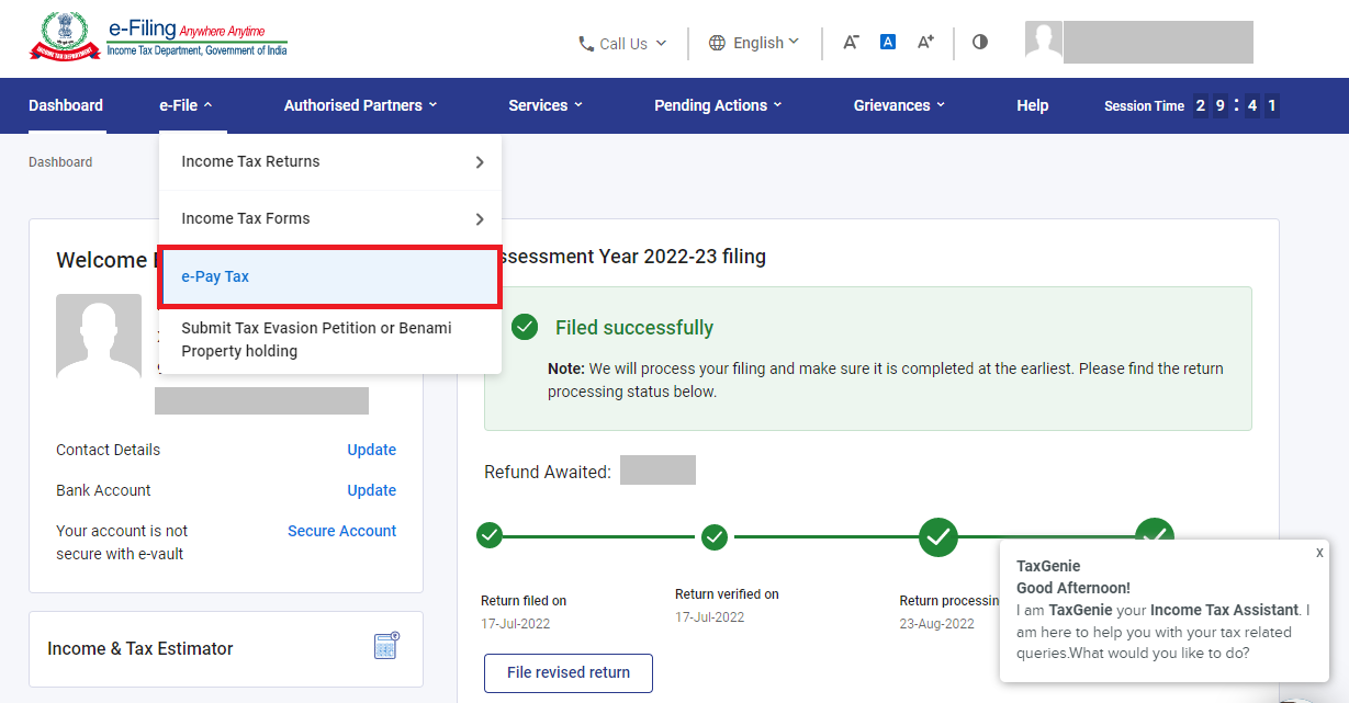 self assessment tax online payment