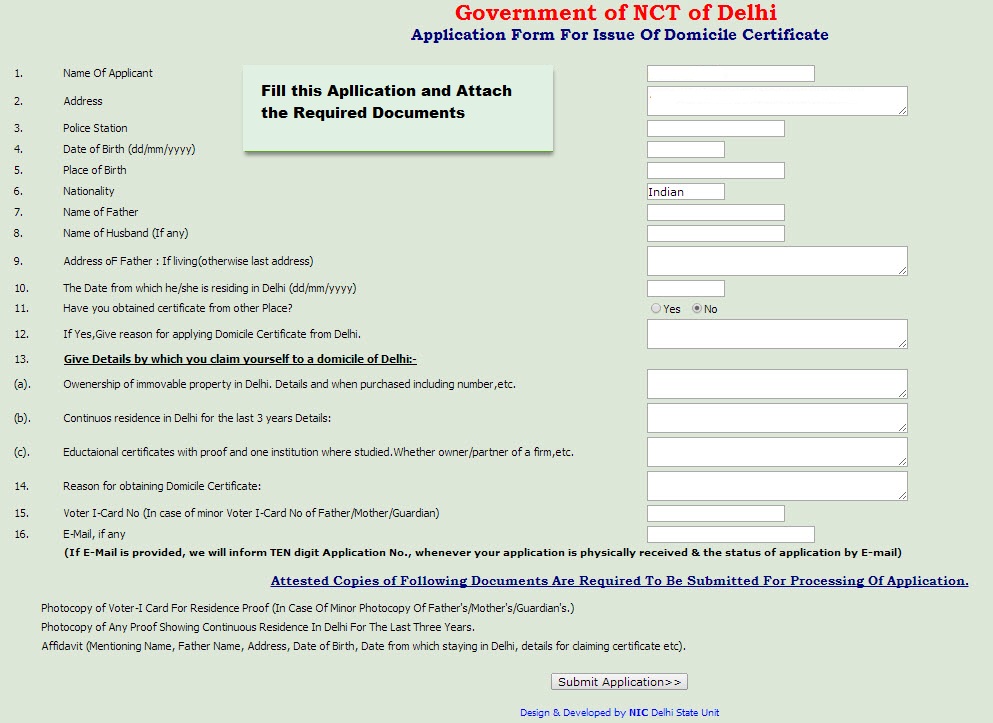 delhi domicile certificate