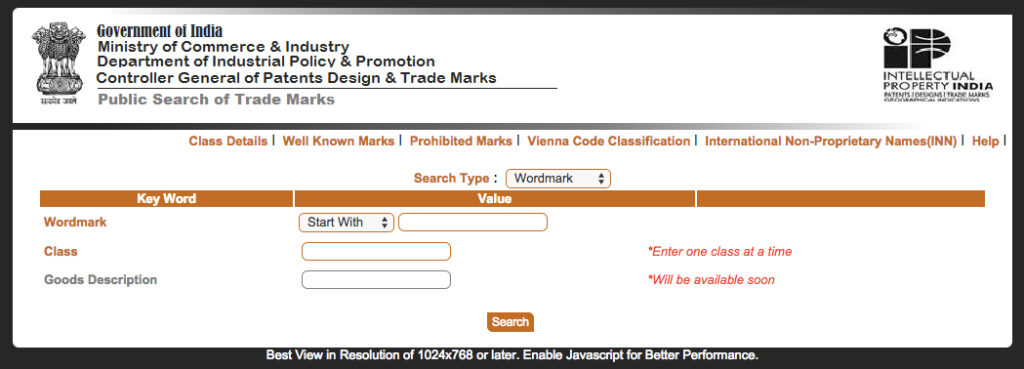 trademark class search